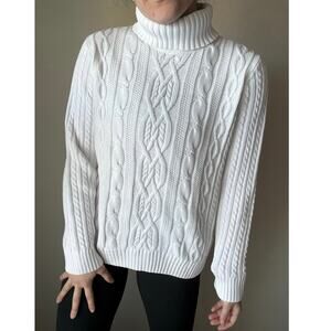 Croft & barrow chunky fisherman Cable Knit Sweater turtleneck cabin core cozy